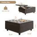 Large Square Storage Ottoman With 2 Storage Doors
