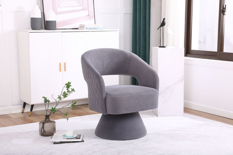 Swivel Accent Chair Armchair, Round Barrel Chair For Living Room Bedroom - Teddy Fabric