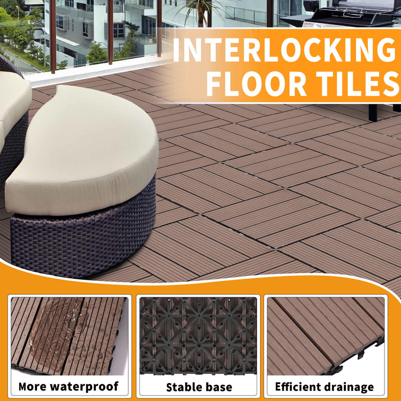 Wood Plastic Composite Deck Tiles, Sustainable Composite Decking Resist Rust, Water, Weather, Easy To Diy & Maintain