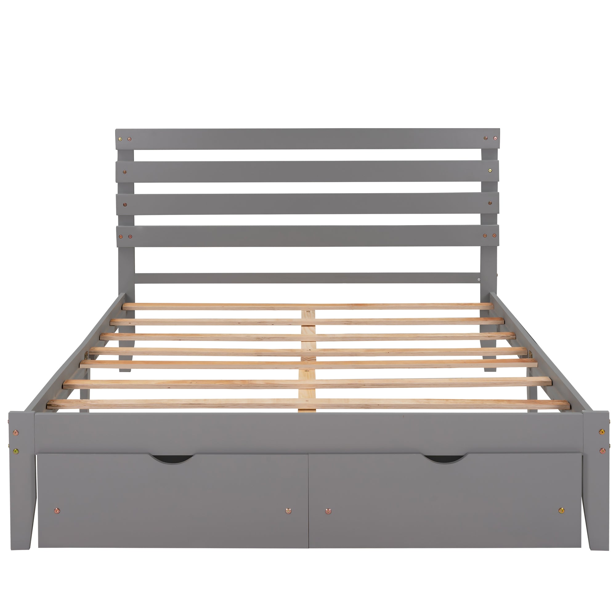 Queen Size Platform Bed with Drawers, Gray(New SKU:WF288469AAE) - Atlantic Fine Furniture Melbourne FL