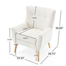 Ergonomic Accent Chair With Button Tufted Design And Rubber Wood Legs - Almond