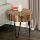 Rustic Accent Round Table With Iron Hairpin Legs