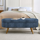 Modern Ottoman Oval Storage Bench With Rubber Wood Legs