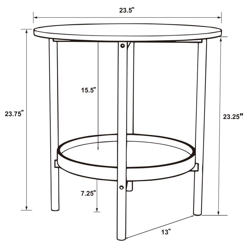 Delfin - Round Glass Top Side End Table - Black And Brown