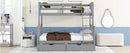 Twin-Over-Full Bunk Bed with Ladders and Two Storage Drawers(Gray){old sku:LT000165AAE}