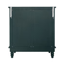 Hollow Carved 2 Door Accent Cabinet With Adjustable Shelf, Sideboard Buffet For Entryway, Living Room Or Bedroom - Blackish Green