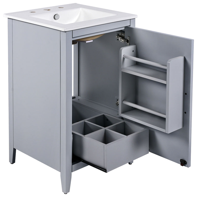 Modern Bathroom Vanity With Sink, Functional Drawer, Soft- Closing Door