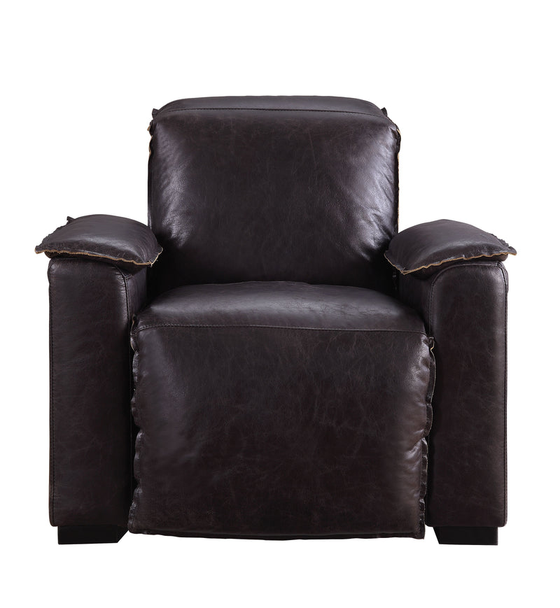 Misezon - Top Grain Leather Power Motion Recliner - Dark Brown