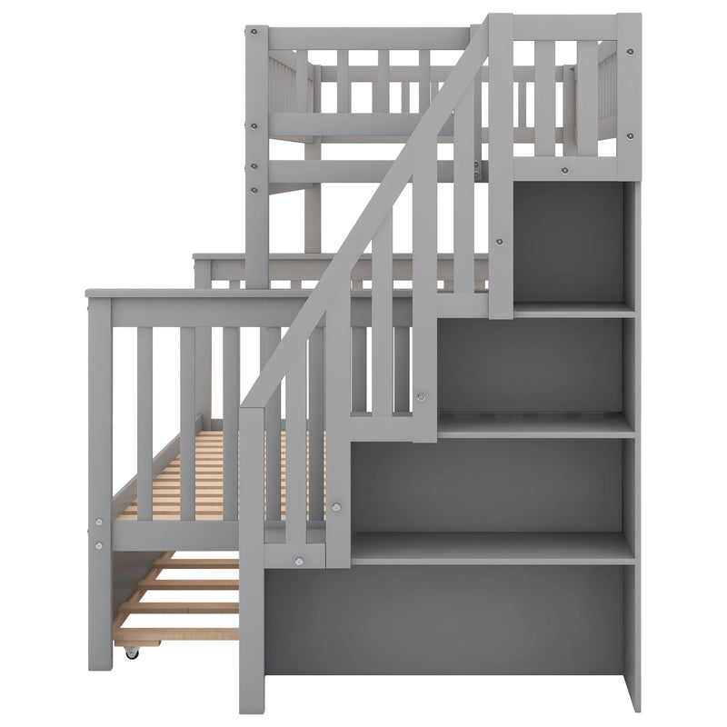 Twin Over Full Bunk Bed With Trundle And Staircase