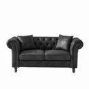 Chesterfield 3 And 2 Seater Sofa Set, High Tech Fabric Upholstered Couch For Living Room
