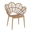 Kirk - Outdoor Wicker Peacock Shape Papasan Style Chair, Teak Finished Leg (Set of 2) - Beige / Light Brown / Light Teak