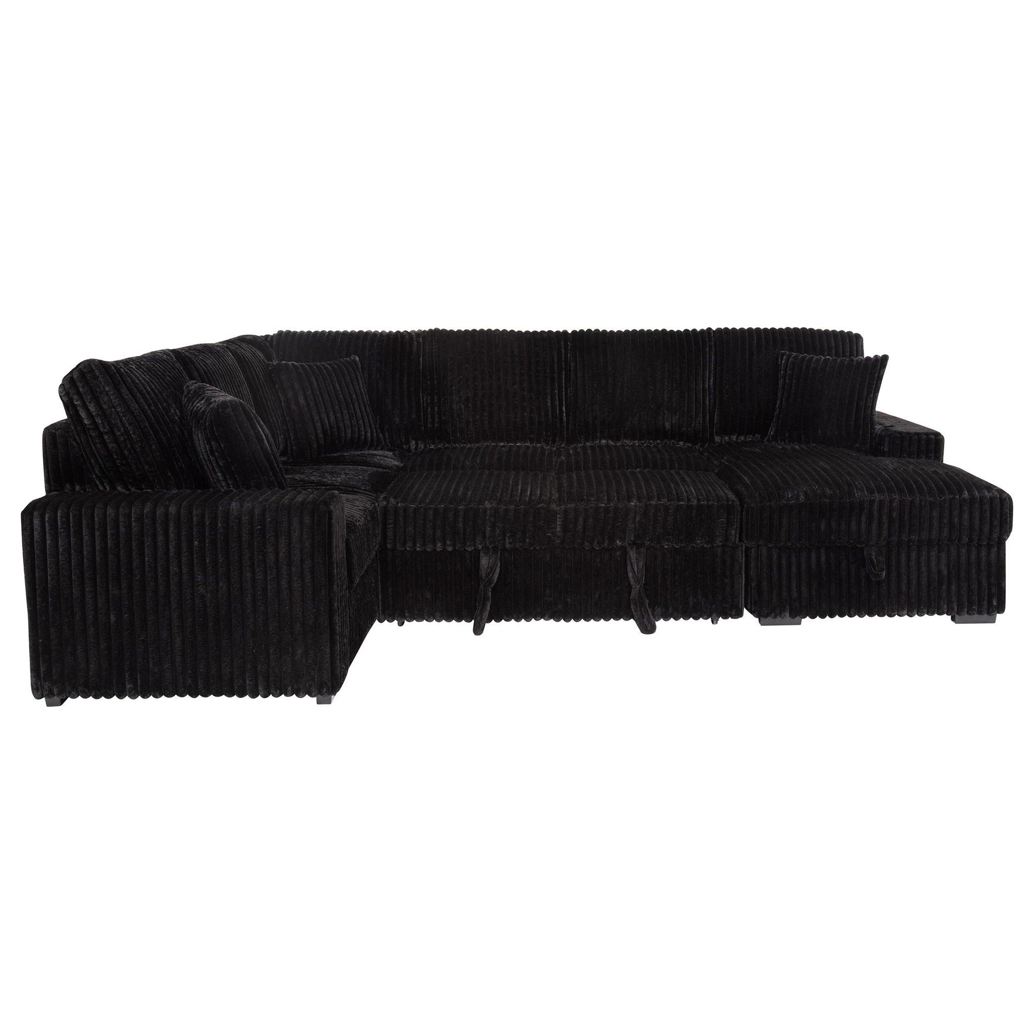 Devonshire Sleeper Sectional Sofa Storage Chaise Black