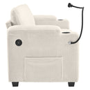 Corduroy Sleeper Sofa Loveseat Sofa With Full Size Mattress, 2 USB Ports, 2 Cup Holders, 2 Side Pockets And Phone Holder