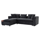 Modern L Shaped Sectional Sofa With Chenille Upholstery And Wooden Storage