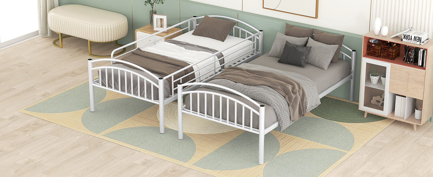 Twin Over Twin Metal Bunk Bed,Divided into Two Beds(White){OLD SKU:MF280424AAK} - Atlantic Fine Furniture Melbourne FL