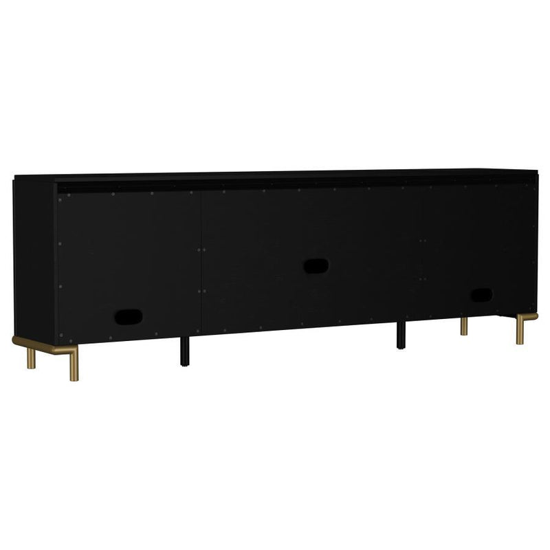 Arini - Rattan Cane 2-Door TV Stand Media Console - Black