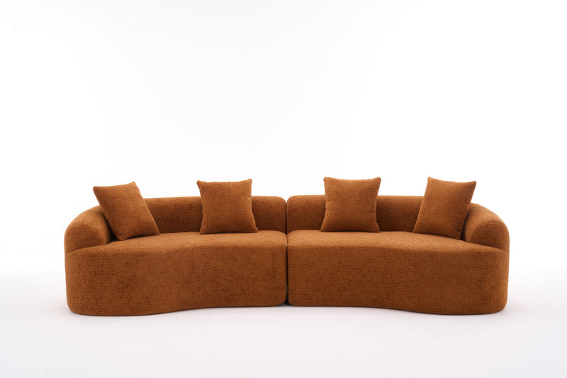 4 Seater Sofa With Chenille Fabric, 30D, 60 Hardness Full Sponge, 4 Pillow For Living Room, Home Furniture Sleeper Sectional Sofa For Apartment