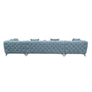 Zerah - Sectional Sofa With 7 Pillows - Dusty Blue Fabric