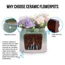 Gradient Flowerpot (Set of 2), Planter For Patio, Garden, Windowsill - White / Green