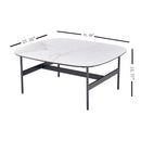 Modern Rectangular Rock Plate Coffee Table Open Space Design Golden Metal Frame Minimalist Living Room Center Table For Lounge Office - Black White