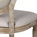 Elegant Dining Chair Set With Cane And Fabric Upholstery