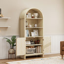 Arched Kitchen Pantry, Modern Farmhouse Wood Kitchen Storage Cabinets, Arched Storage Display Cabinet With Adjustable Shelves, Versatile Cupboard For Kitchen, Dining Room - Natural