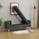 Wide Corduroy Storage Soft Bench With Armrests, Backrest And Two Bolster Pillows