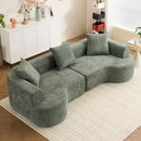 Modern Style Ultra Smooth Curved Sofa With 3 Pillows