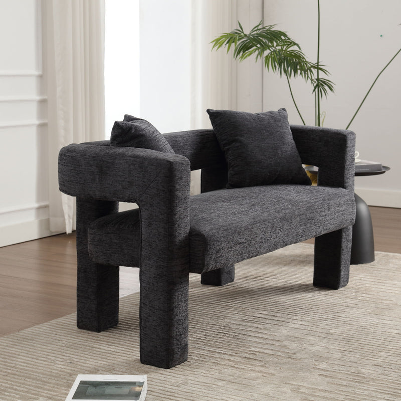Modern Chenille Loveseat Sofa, Comfy Upholstered 2 Seater