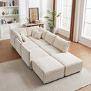 Modern Minimalist Corduroy Combination Sofa With 2 Comfort Cushions With USB & C Charging Ports