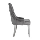 Satinka - Side Chair (Set of 2) - Gray Fabric & Mirrored Silver