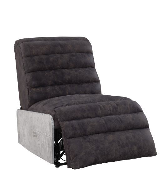 Okzuil - Recliner - 2-Tone Gray Top Grain Leather & Aluminum