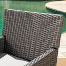 Outdoor Rattan Dining Chair With Straight Legs And Sloped Arms