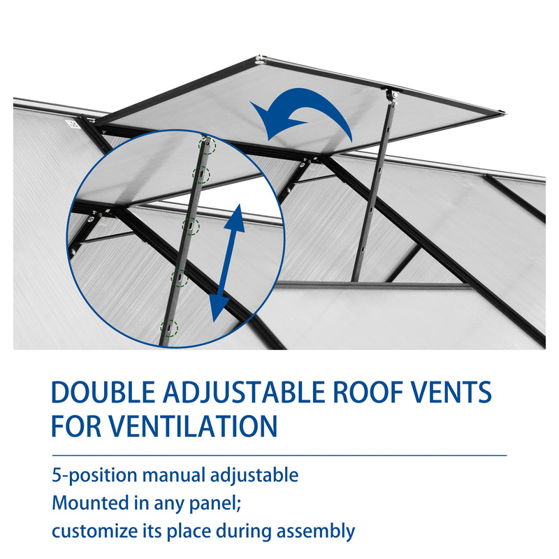 Polycarbonate Greenhouse Raised Base And Anchor Aluminum Heavy Duty Walk-In Greenhouses For Outdoor Backyard In All Season