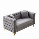 2 Seater Deep Seat Sofa With Button Nailhead, Square Arm