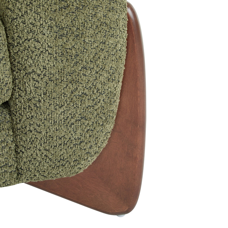Modern Upholstered Boucle Arm Chair With Tuxedo Design And Triangular Legs