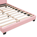 Upholstered Leather Platform Bed With Rabbit Ornament