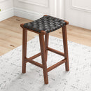 James - Mid-Century Modern Genuine Leather Counter Stool
