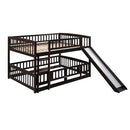 Low Bunk Bed With Slide, Fence And Ladder