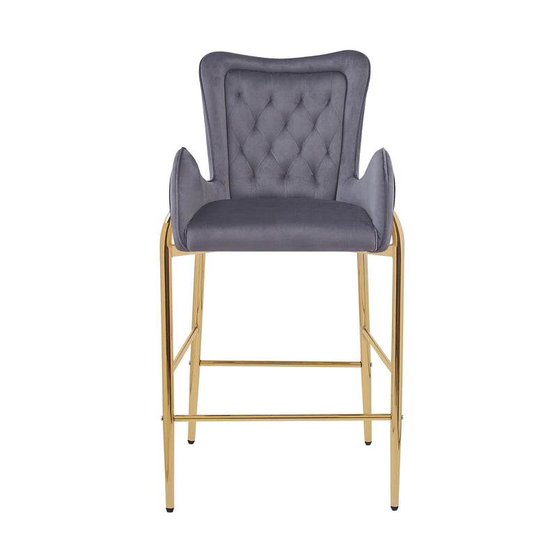 Velvet Fabric Counter Height Bar Stools (Set of 2)