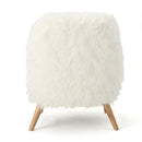 Modern Glam Club Chair With Shaggy Textures - White