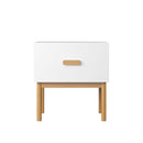Nightstand With Drawer, Minimalist Bedside Table With Handle For Bedroom - White