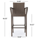 Outdoor Wicker Barstools With Rattan And Iron Frame