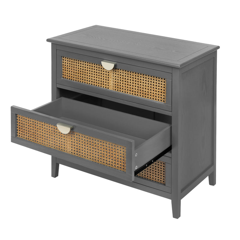3 Drawer Cabinet, Natural Rattan, American Furniture