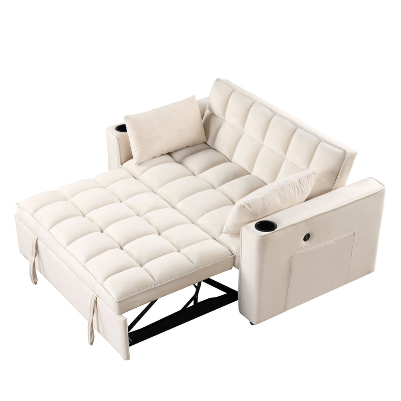 Multi Functional Sofa Bed With Cup Holder And USB Port For Living Room Or Apartments