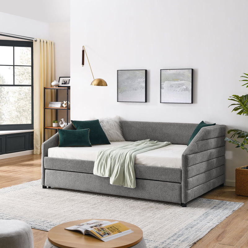 Elegant Daybed With Trundle Upholstered Tufted Sofa Bed