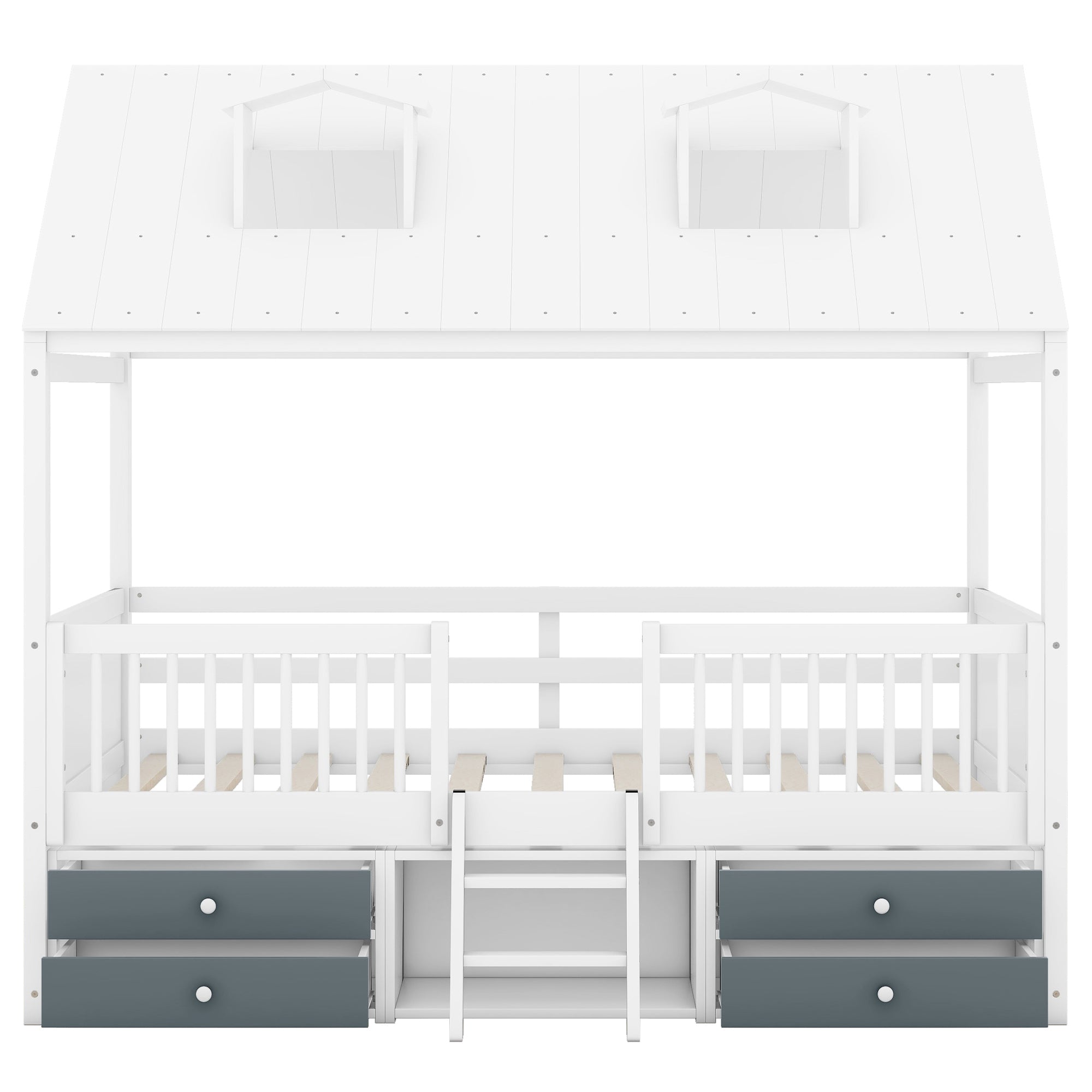 Full Size Wood Bed House Bed Frame,White - Atlantic Fine Furniture Melbourne FL