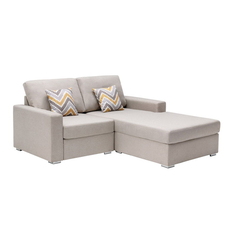 Nolan - Fabric 2-Seater Reversible Sofa With Pillows And Interchangeable Legs