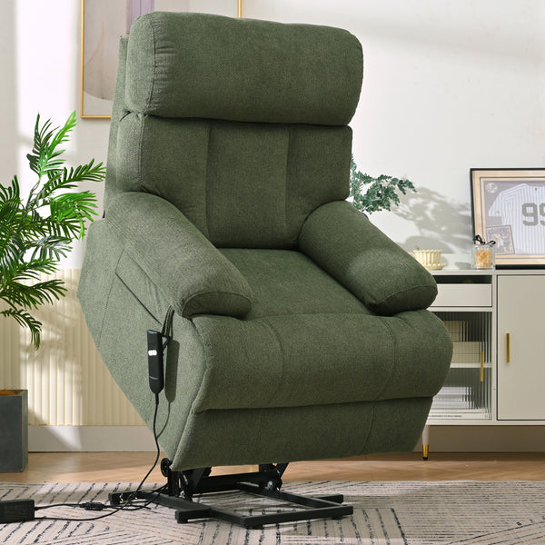 Oversized Power Lift Recliner Chair for Elderly, Electric Fabric Recliner Chair for Seniors, Home Theater Seating,Reclining Sofa Chair with Remote Control,Side Pocket ,Spacious Seat(Dark Green)