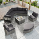 Elegant Patio Furniture Set Outdoor Daybed Rattan Sectional With Cushions And Center Table - Gray
